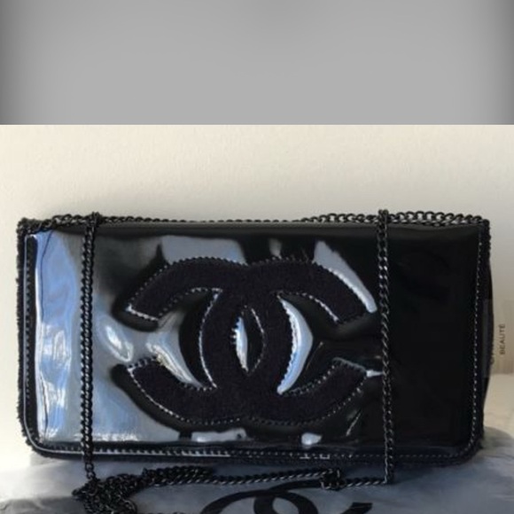 CC Chanel Precision black Beauty makeup bag clutch handbag - Picture 1 of 5